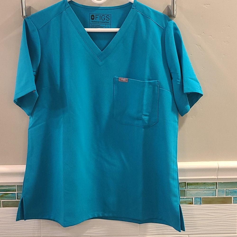 Figs Teal Catarina Scrub Top
